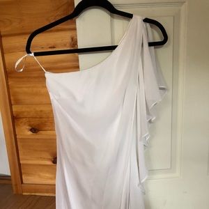 Beautiful one shoulder Bebe white dress